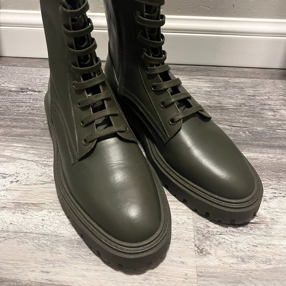ZARA LEATHER BOOTS OLIVE 40 NWOT